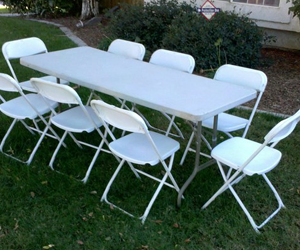 6ft Folding Table and 8 Chairs