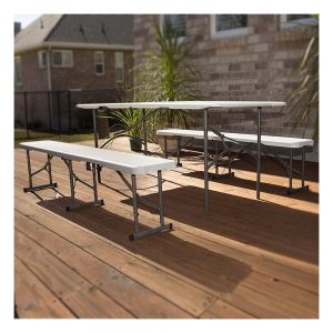 6ft Folding Half Table and 2 Folding Half Benches